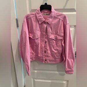 Topshop Pink Moto Denim Jacket US Size 6